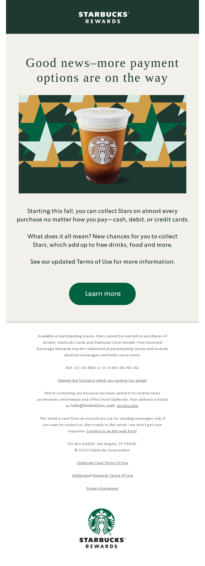 Coming soon, more ways to pay - Starbucks Email Newsletter