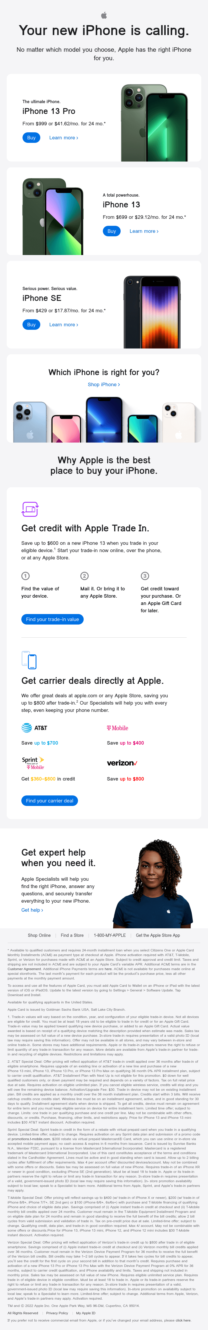 Discover your next iPhone at Apple. - Apple Email Newsletter