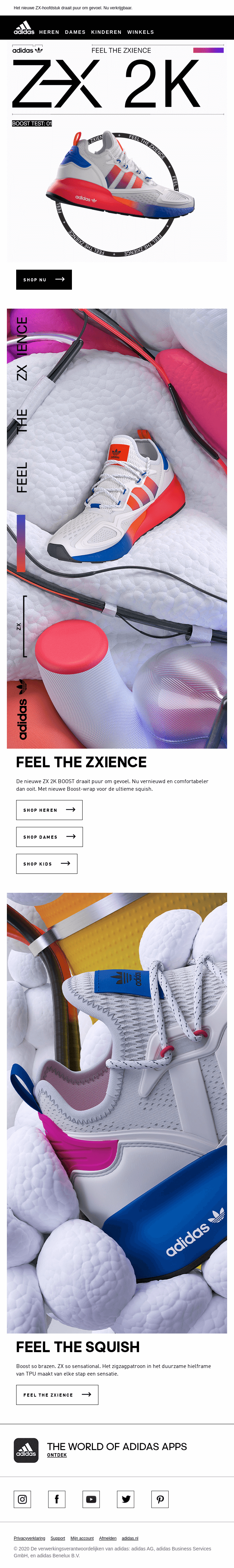 Feel the ZXience: ZX is vanaf vandaag verkrijgbaar - Adidas Email Newsletter