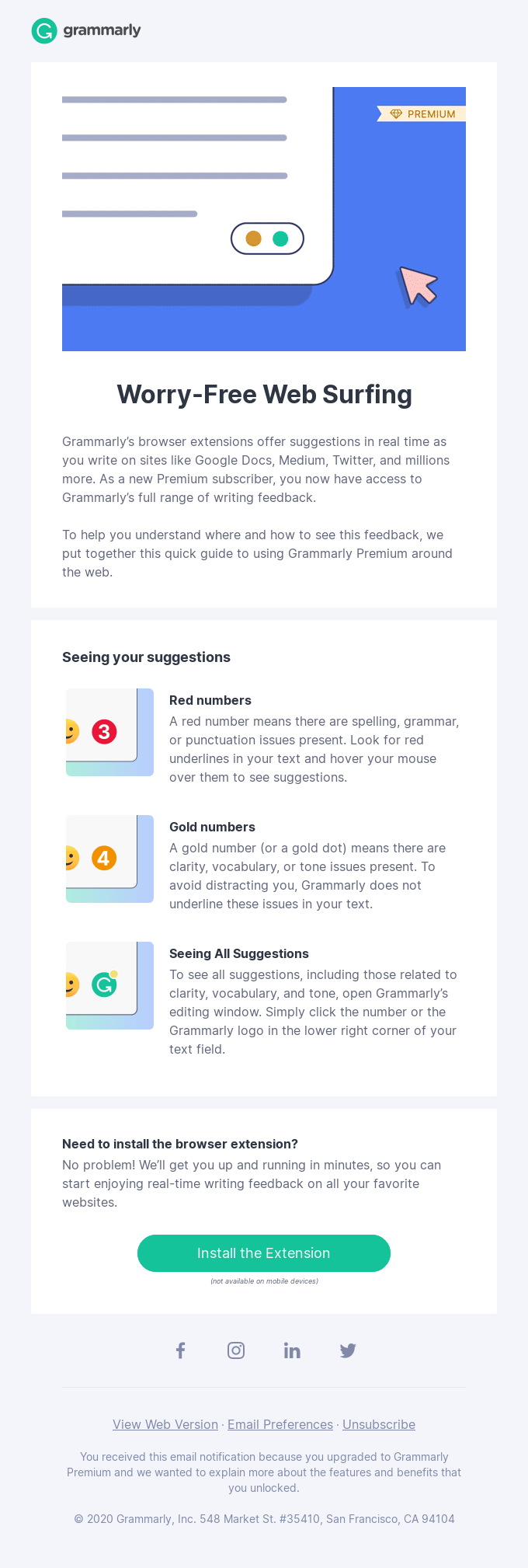 How Premium works when you surf the web - Grammarly Email Newsletter