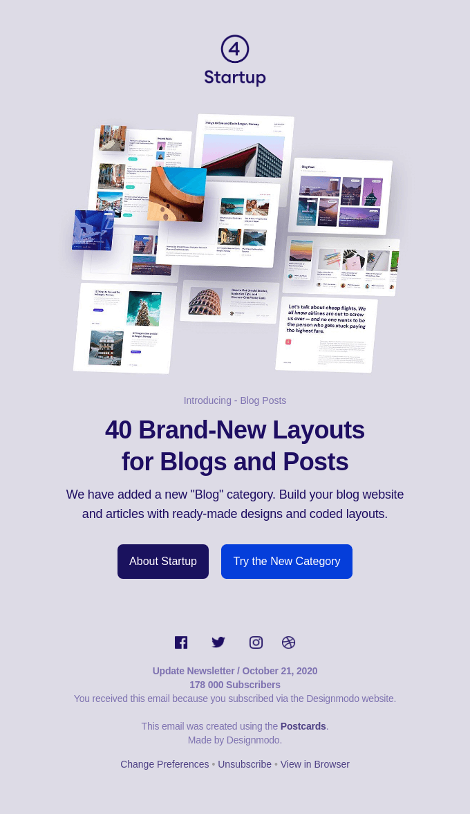 Introducing Blogs: 40 Brand-New Layouts for Blogs and Posts - Designmodo Email Newsletter