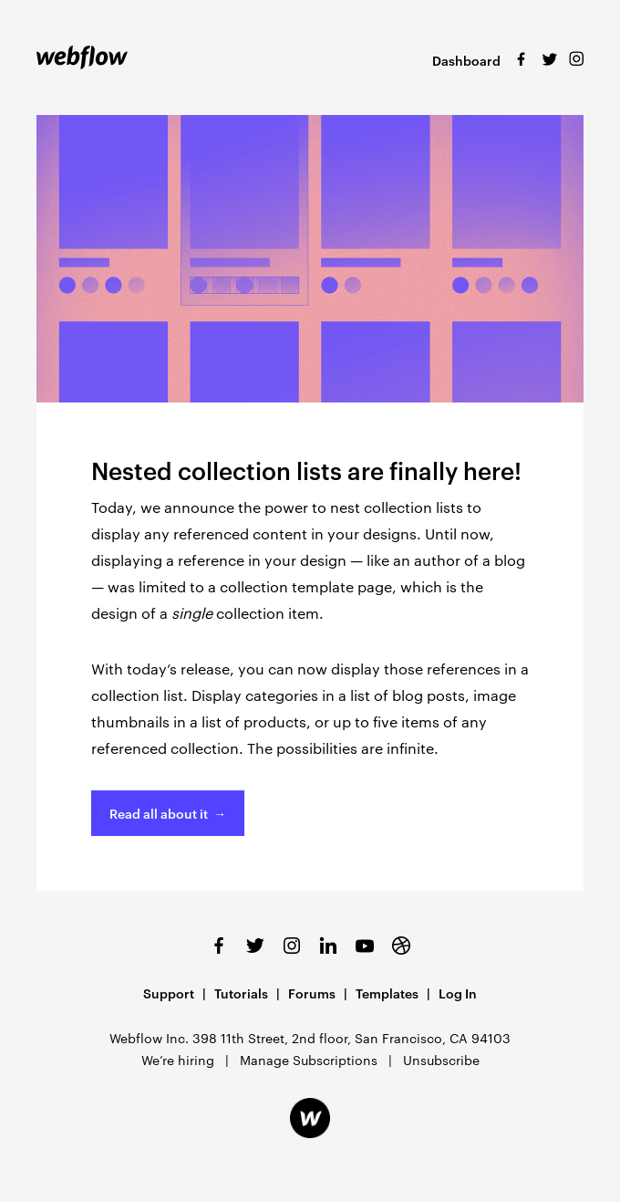 Nested collection lists are here! - Webflow Email Newsletter