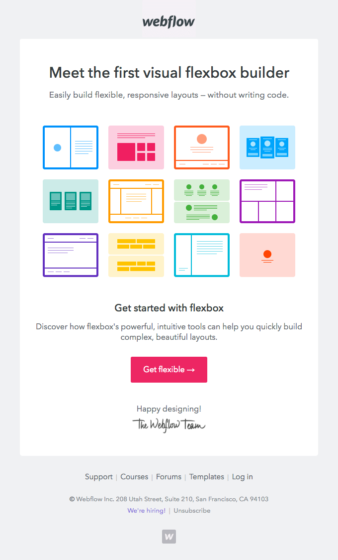 New feature: flexbox - Webflow Email Newsletter