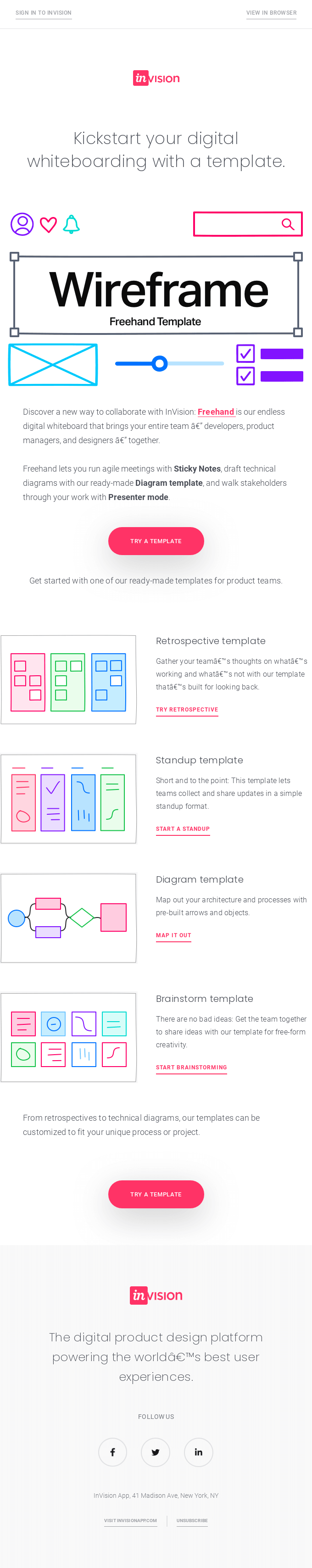 New for Freehand: Templates for retrospectives, standups and more - Invision Email Newsletter