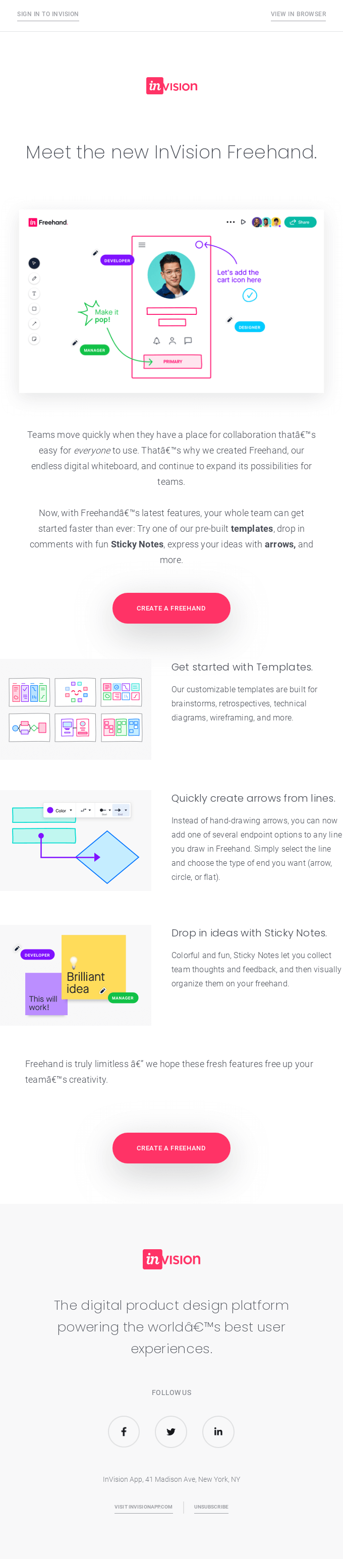 New: Freehand is now better than ever - Invision Email Newsletter
