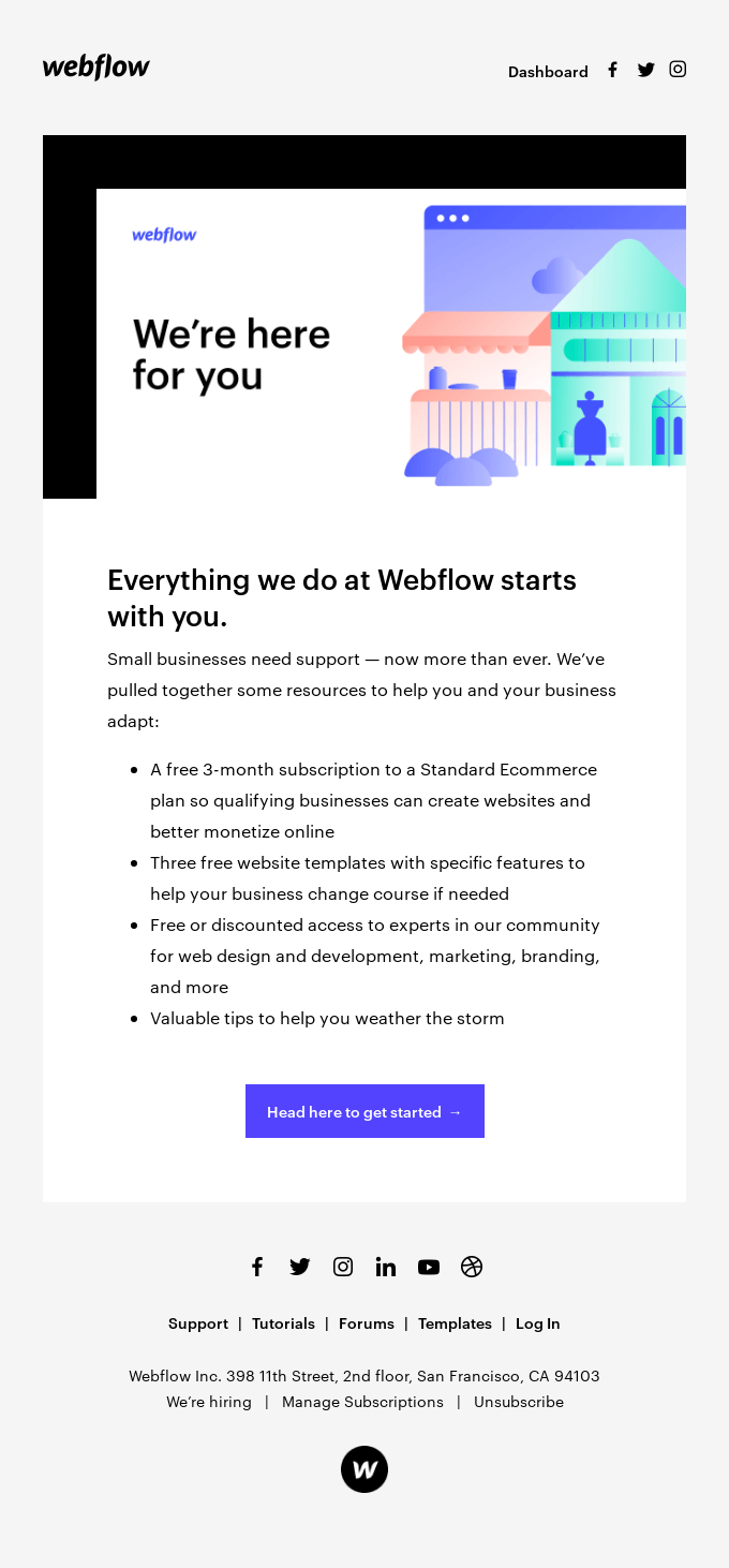 Our efforts to keep local businesses afloat - Webflow Email Newsletter