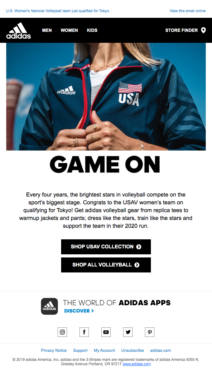 Path to the podium /// 🏐 - Adidas Email Newsletter