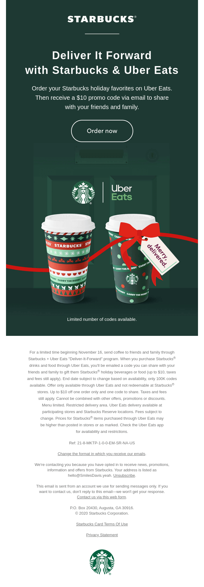 Starbucks pay it forward goes digital - Starbucks Email Newsletter