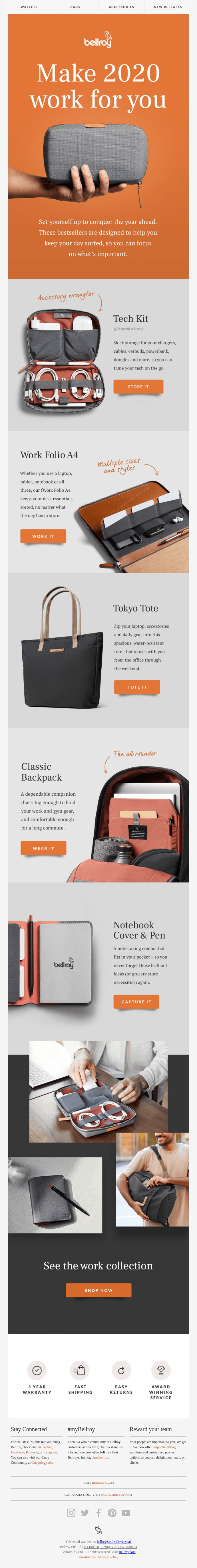 Start the year off right, with our bestselling designs. - Bellroy Email Newsletter