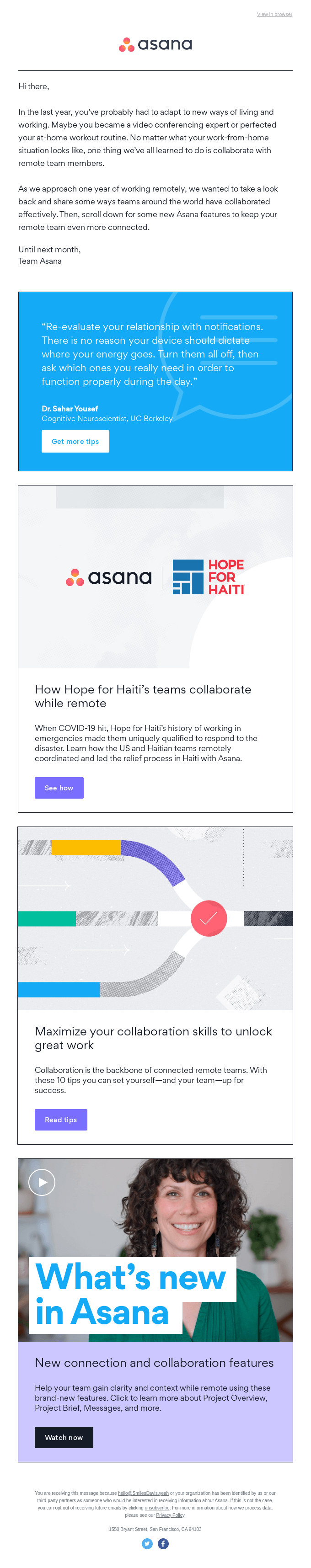 Stop, collaborate, and listen - Asana Email Newsletter