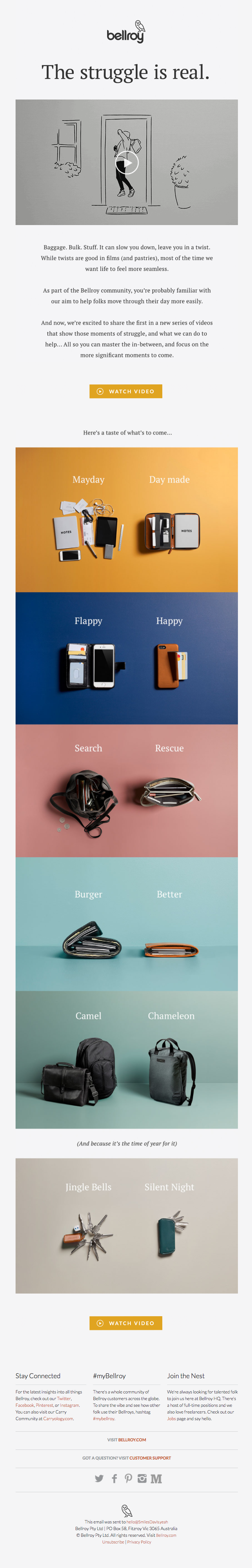 The struggle is real… but so is the solution. - Bellroy Email Newsletter