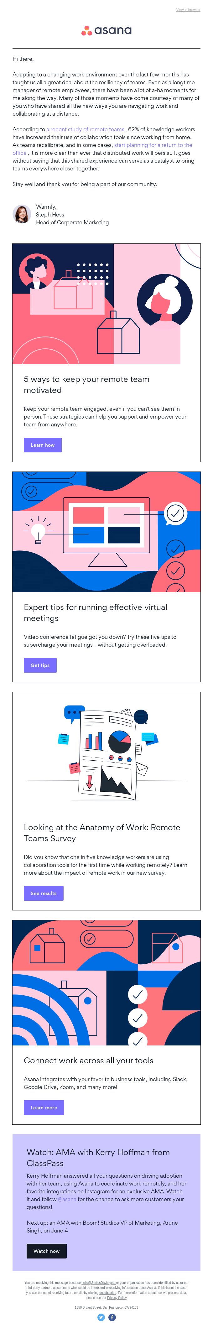 Tips to increase remote collaboration - Asana Email Newsletter