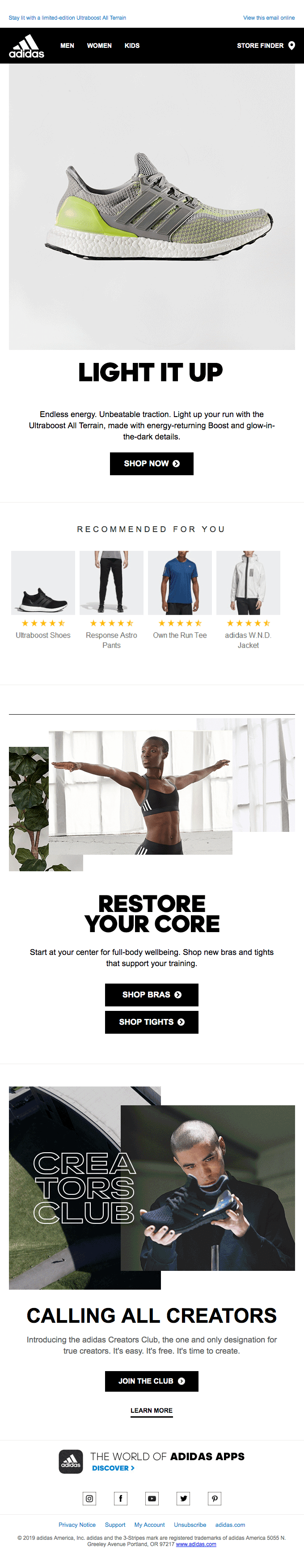 Ultraboost All Terrain, illuminate your run - Adidas Email Newsletter