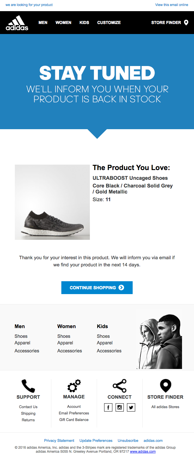We will find it for you - Adidas Email Newsletter
