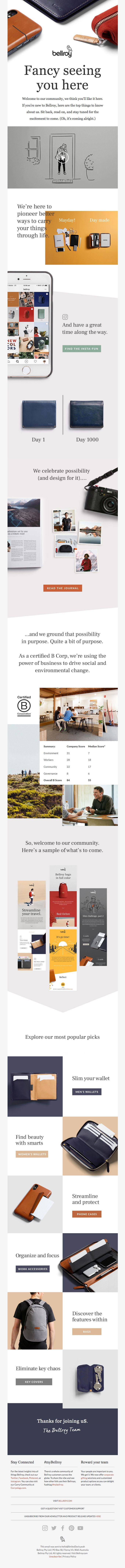You're in! Welcome to the family - Bellroy Email Newsletter