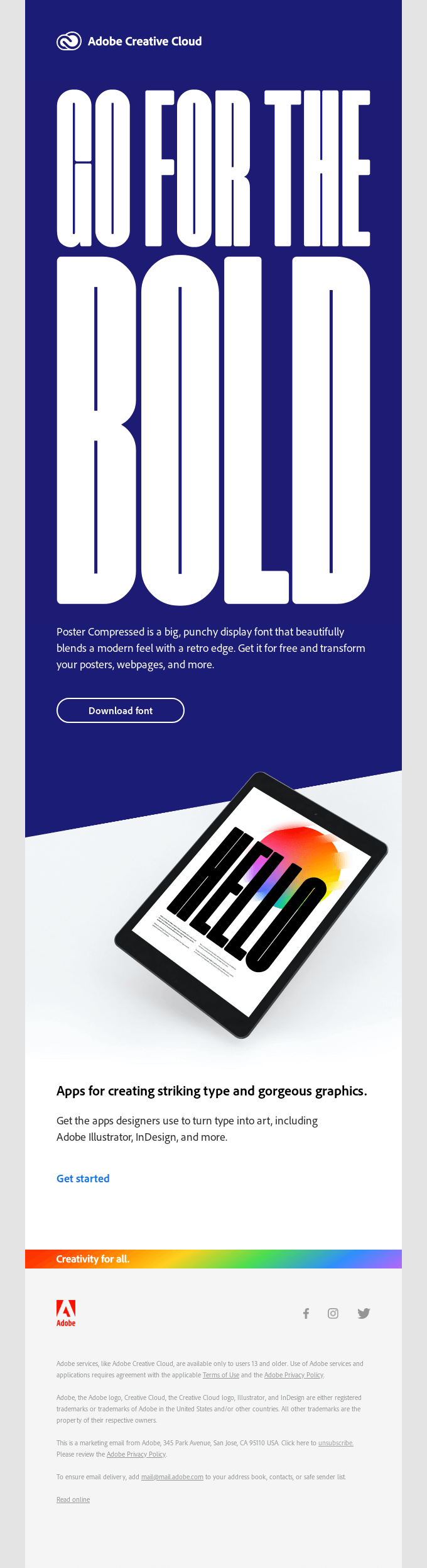 A free font just for you - Adobe Email Newsletter