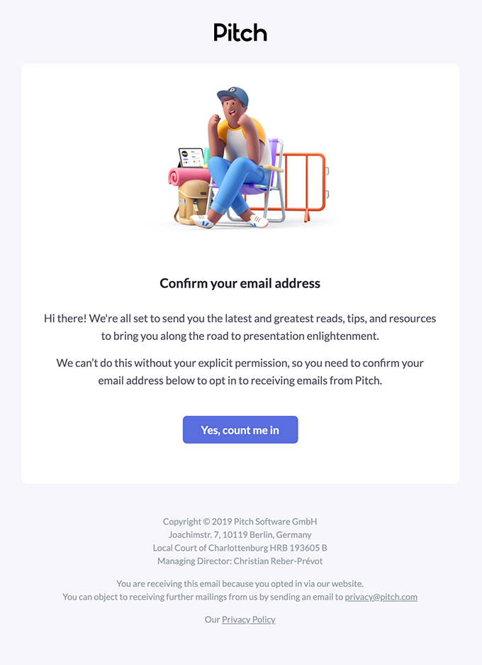 Confirm your email address - Pitch Email Newsletter