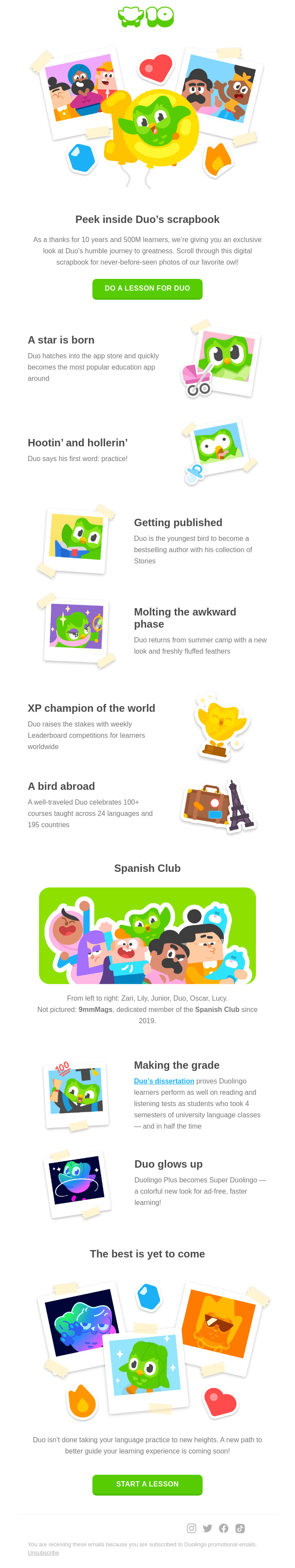 EXCLUSIVE: Embarrassing photos of Duo inside 😈 - Duolingo Email Newsletter
