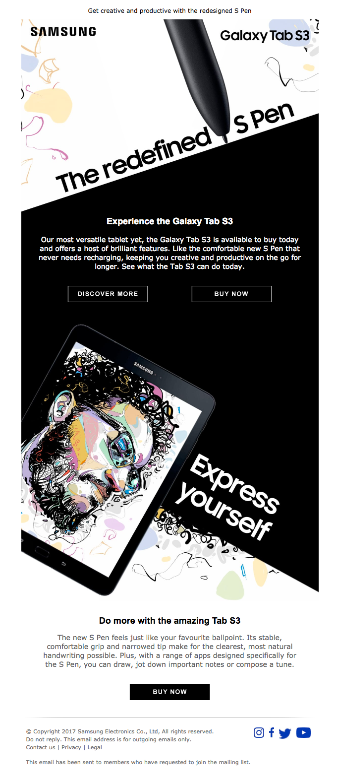 Express yourself with the Galaxy Tab S and S Pen - Samsung Email Newsletter