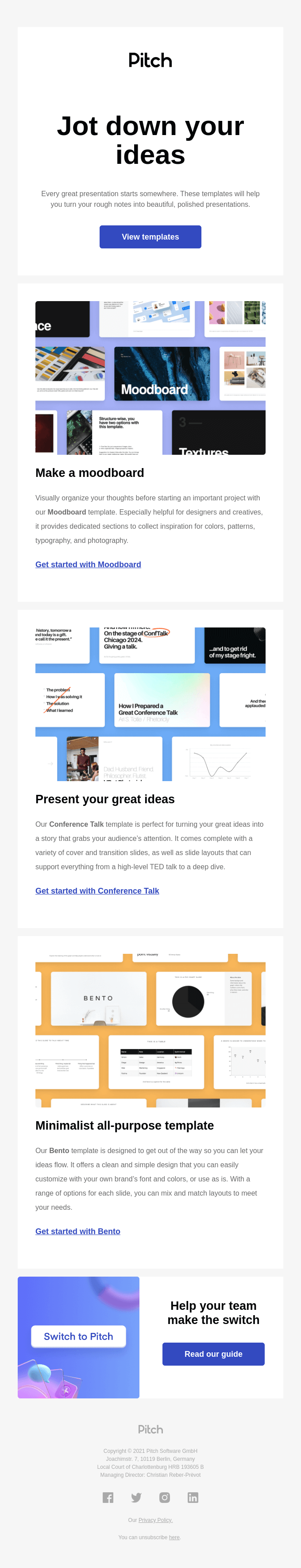 From rough thoughts to conference talk - Pitch Email Newsletter