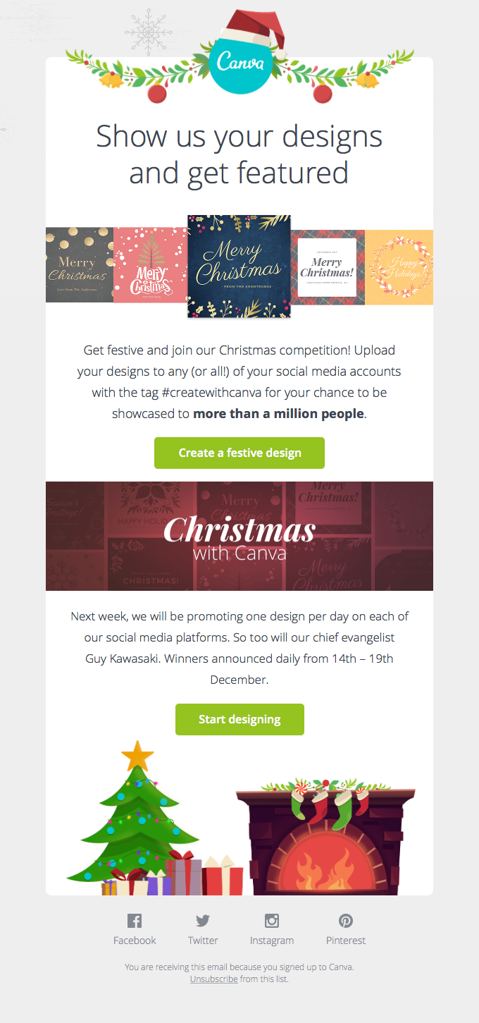 Get featured by Canva and Guy Kawasaki this Christmas - Canva Email Newsletter