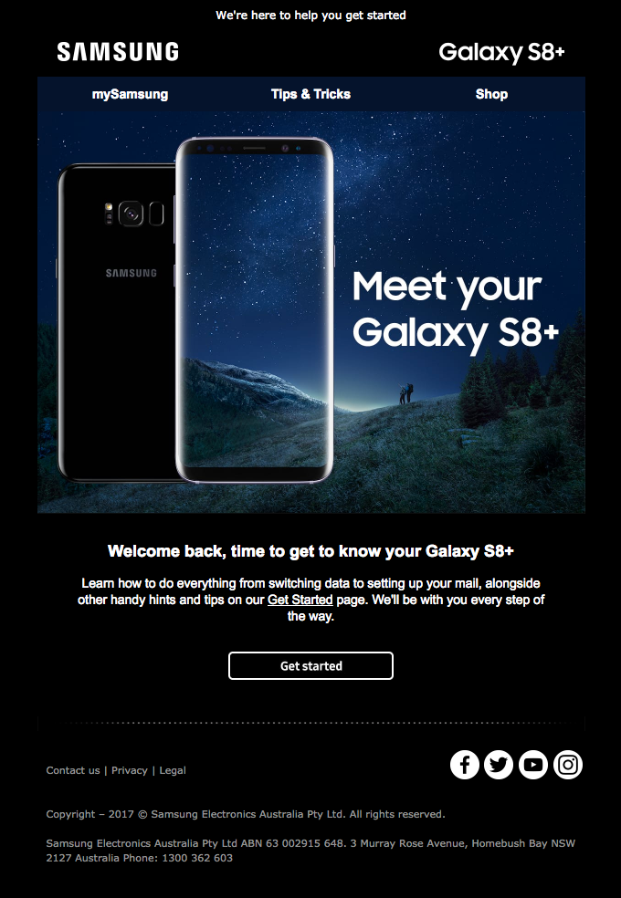 Get started with your new Galaxy S8 - Samsung Email Newsletter