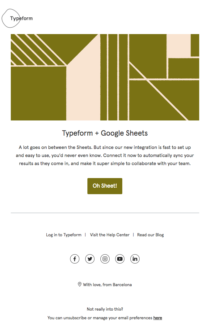 Google sheets - Typeform Email Newsletter