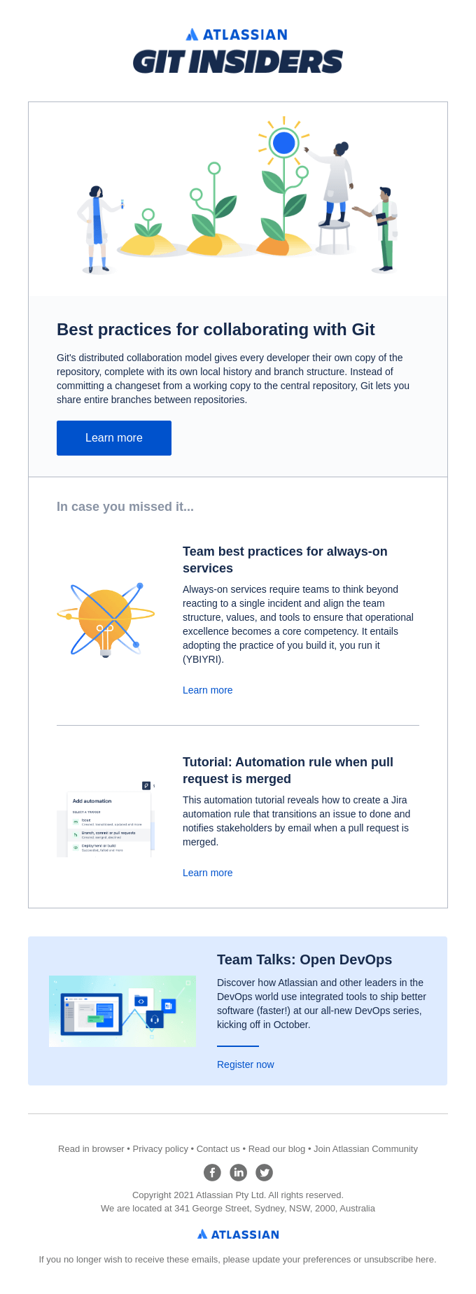 How to sync and collaborate with Git - Atlassian Email Newsletter