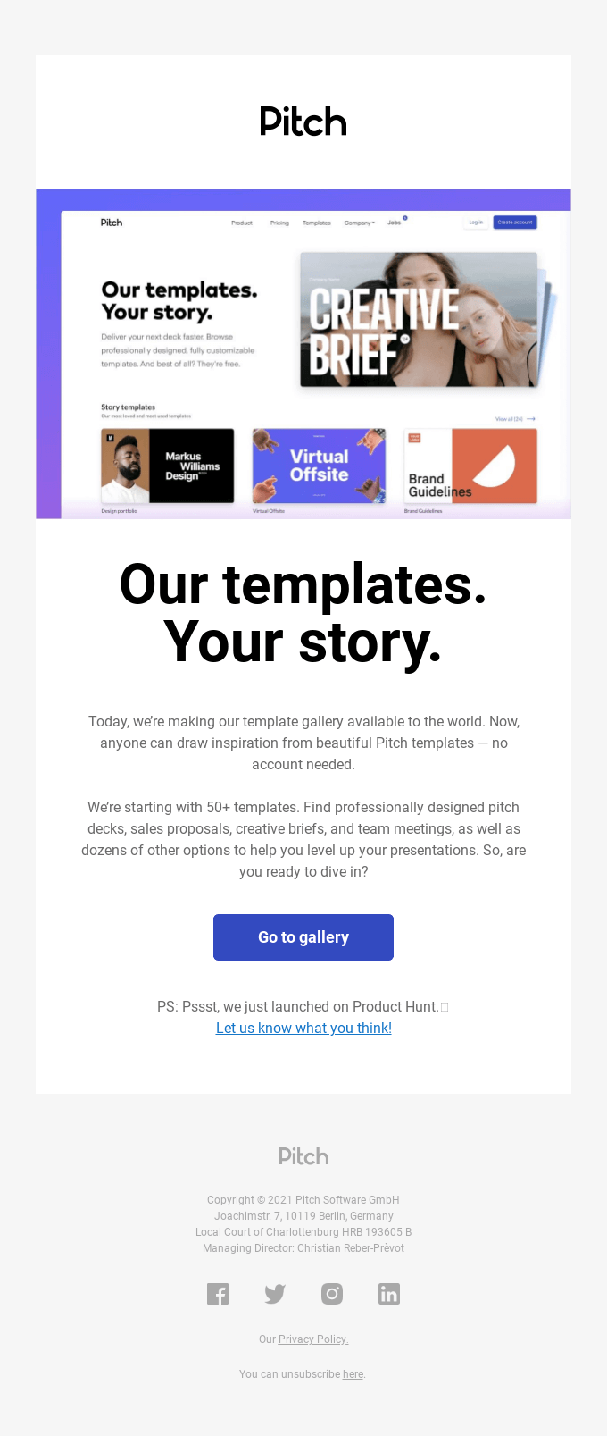 Introducing our public template gallery - Pitch Email Newsletter