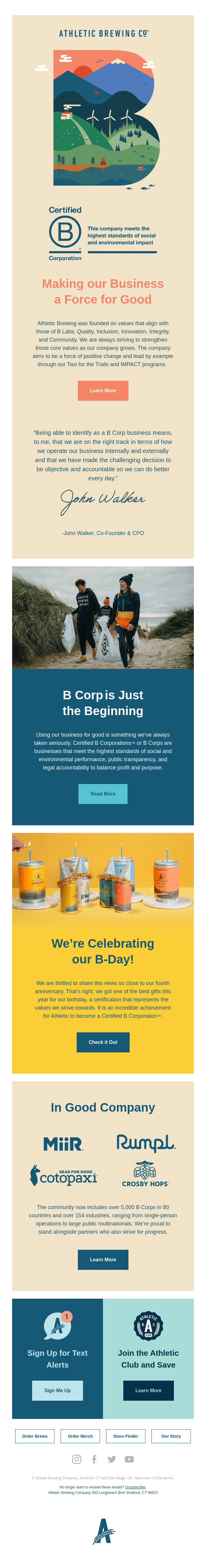 It's official! We're a Certified B Corp - Athletic Brewing Email Newsletter