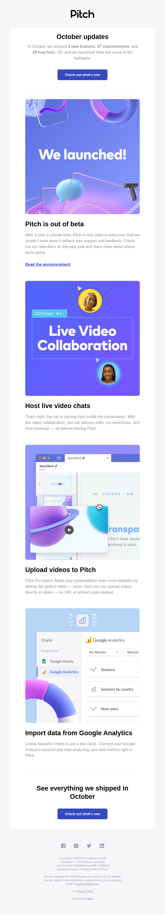 ✨New in Pitch: Live video collaboration, video upload + more - Pitch Email Newsletter