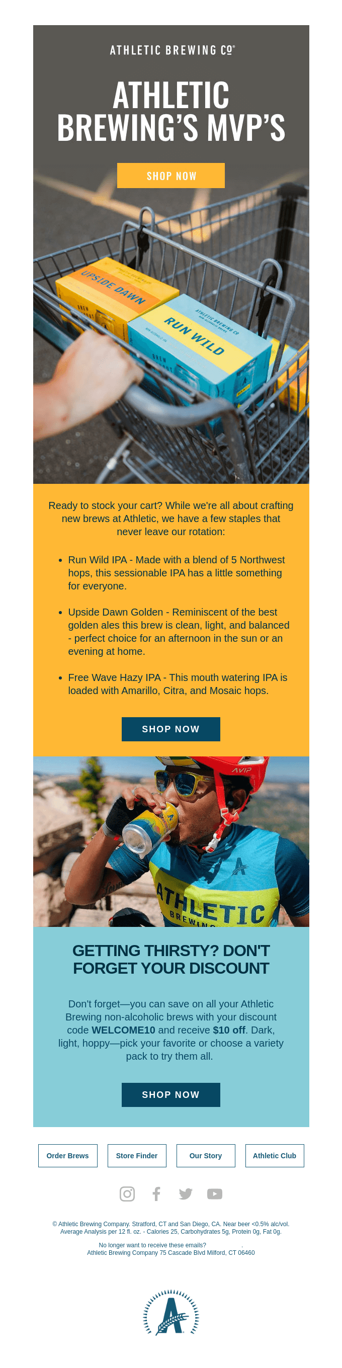 Our three favorite brews for any adventure - Athletic Brewing Email Newsletter