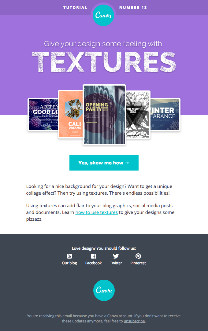 [DESIGN 101] Give Your Design Some Feeling With Textures - Canva Email Newsletter