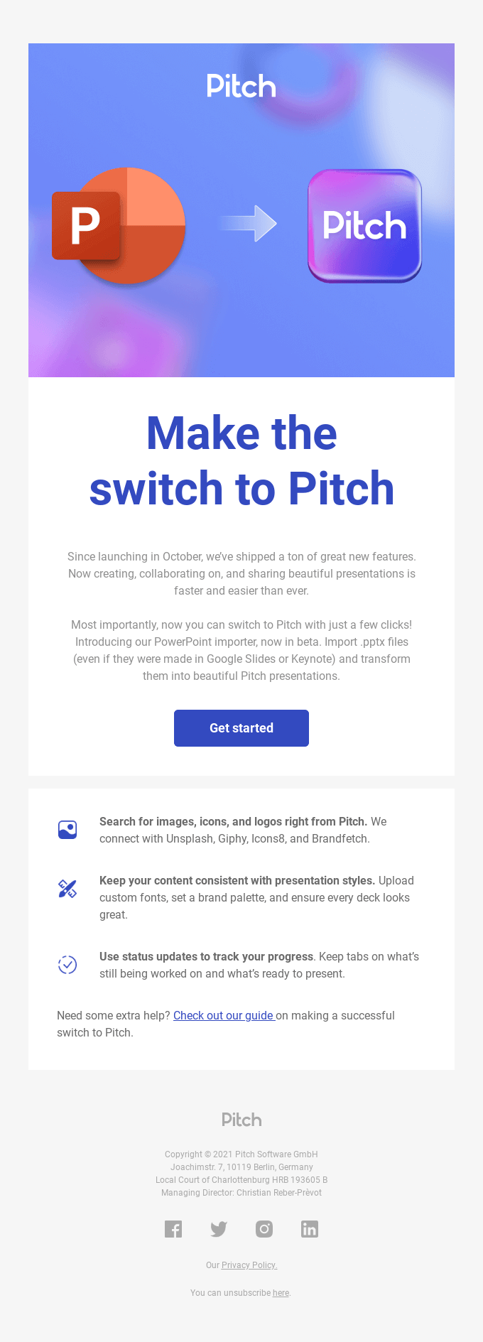 Switching to Pitch is now easier than ever - Pitch Email Newsletter