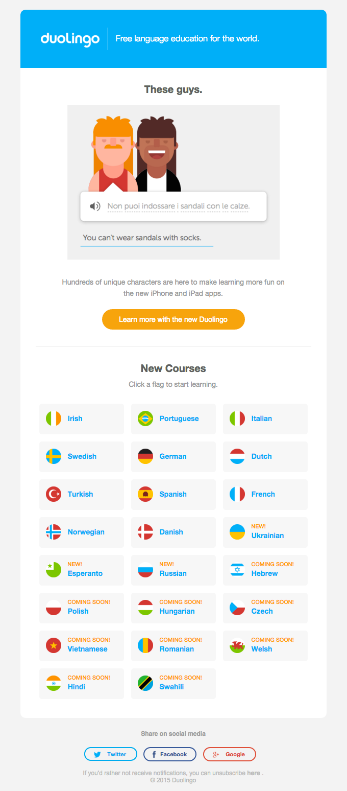 The new and improved Duolingo - Duolingo Email Newsletter