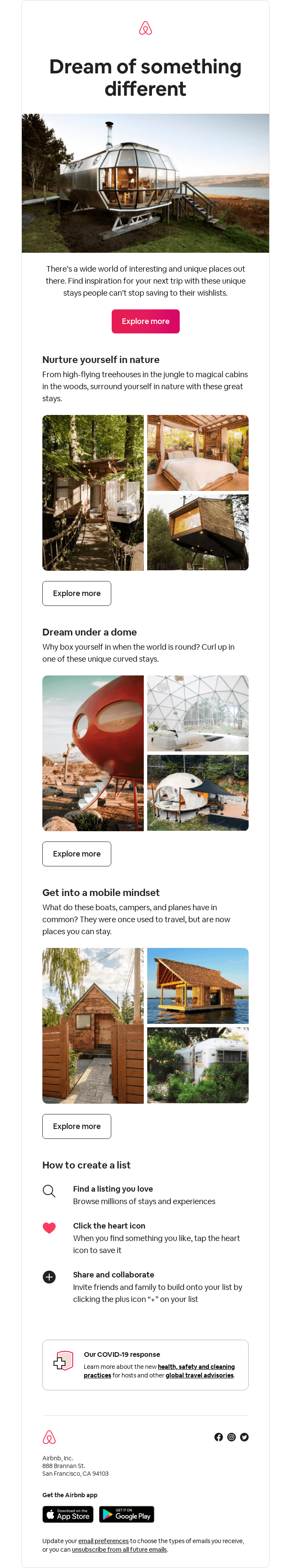 The world’s most unique & wishlisted stays - Airbnb Email Newsletter