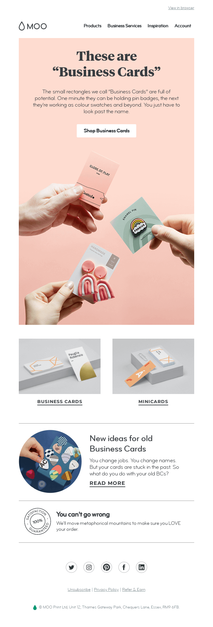 These are business cards? - Moo Email Newsletter