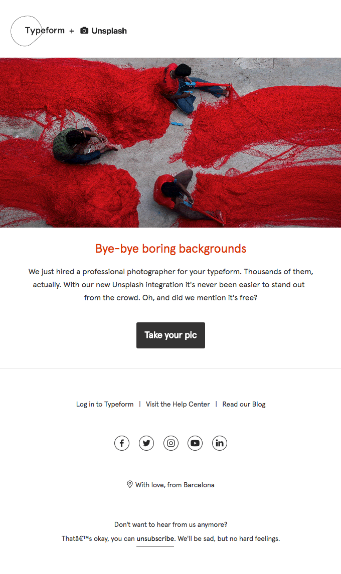 Typeform + Unsplash GIF - Typeform Email Newsletter