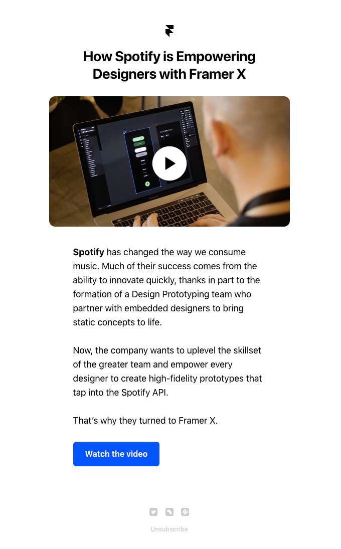 Video story: Why Spotify uses Framer X - Framer Email Newsletter