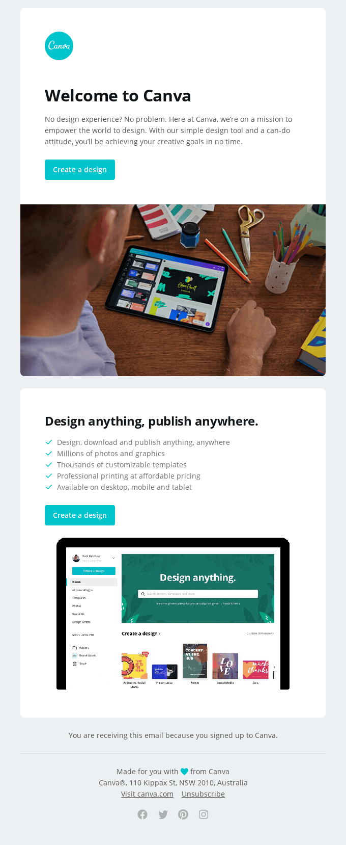 Welcome to Canva - Canva Email Newsletter