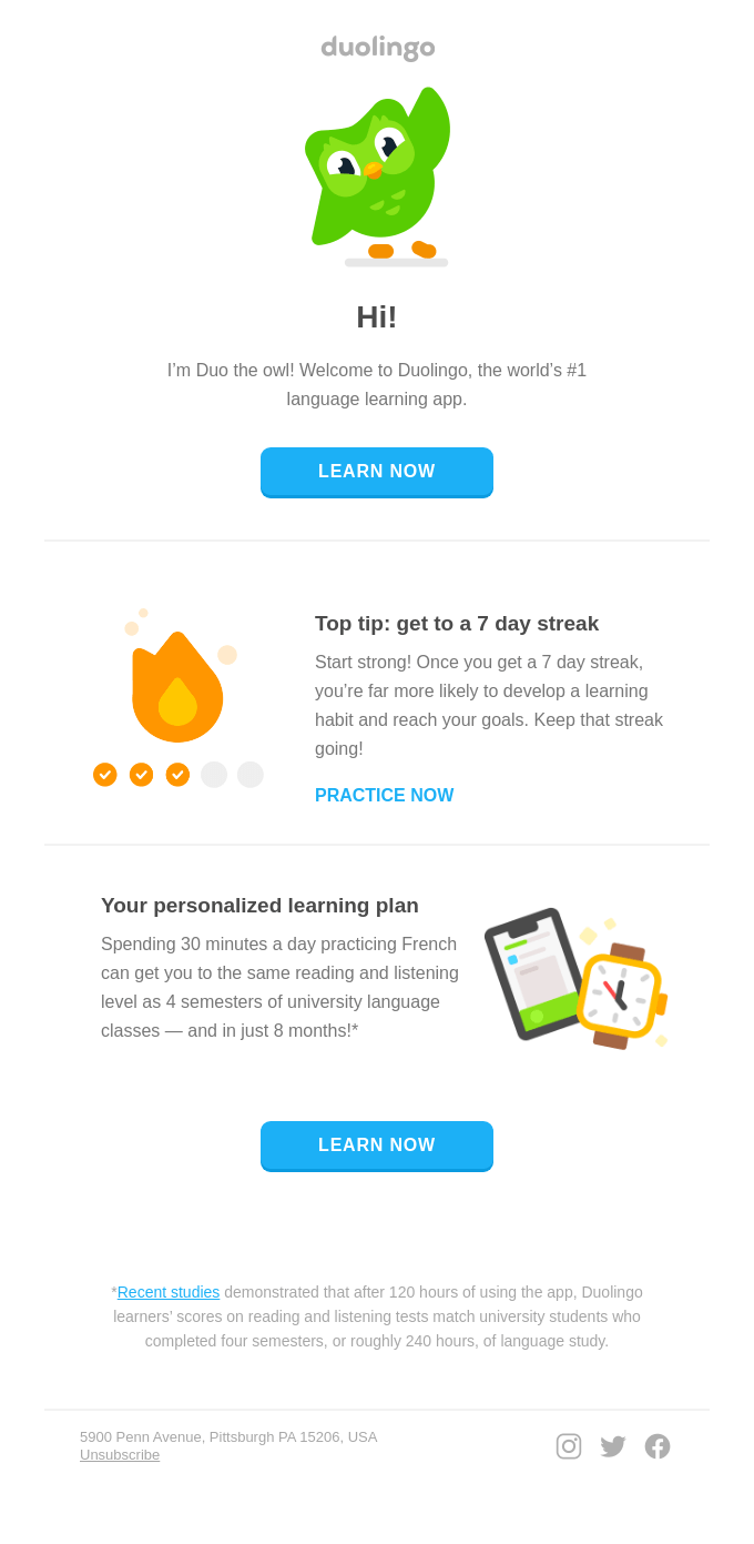 Welcome to Duolingo! Our top tip to get you started - Duolingo Email Newsletter