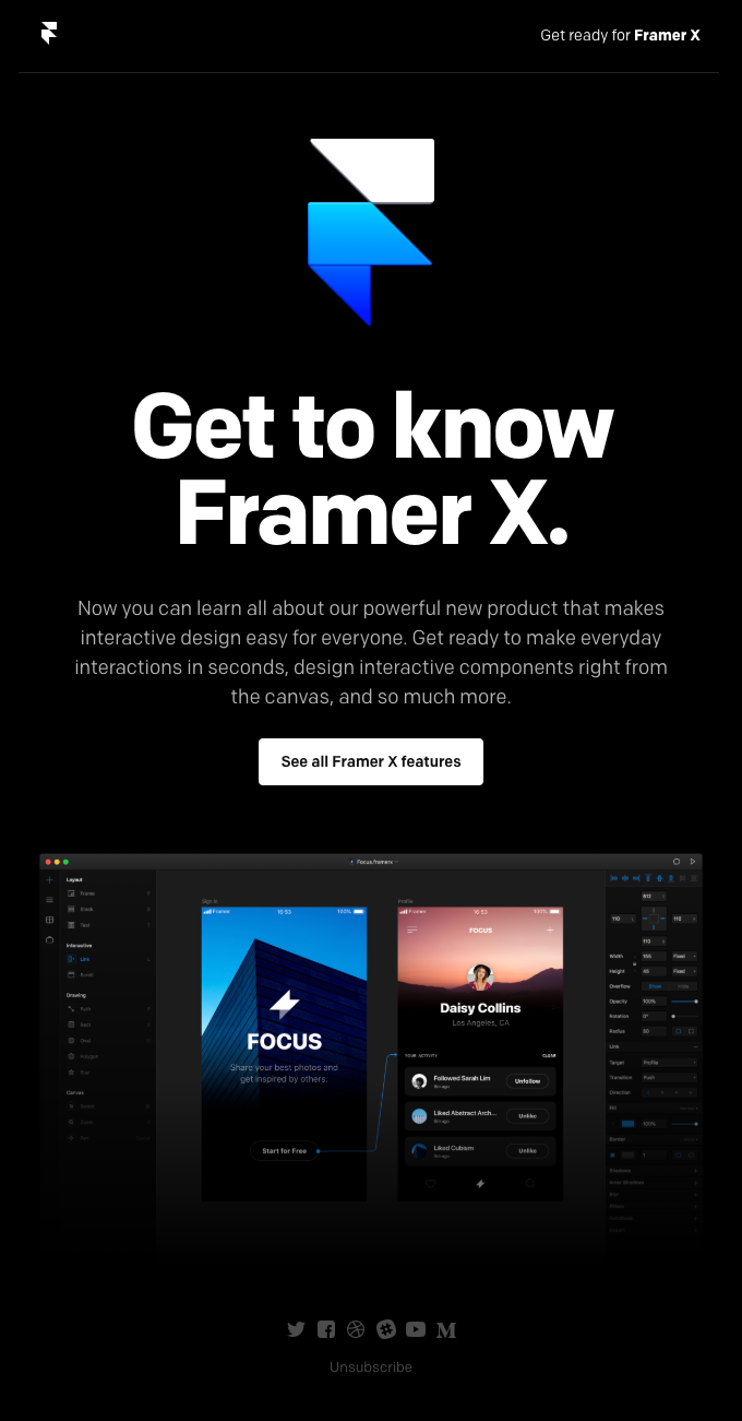 Your first look at Framer X - Framer Email Newsletter