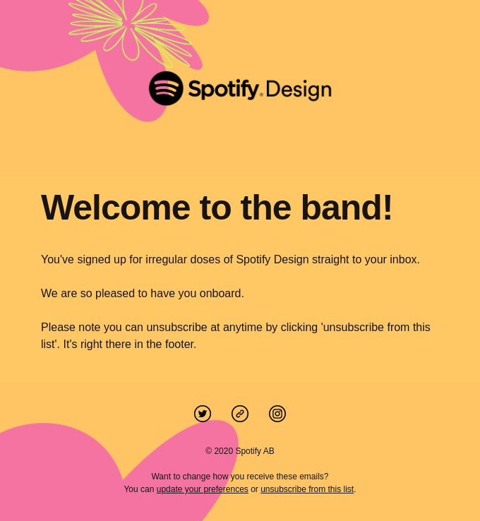 Welcome to the Spotify Design mailing list - Spotify Email Newsletter